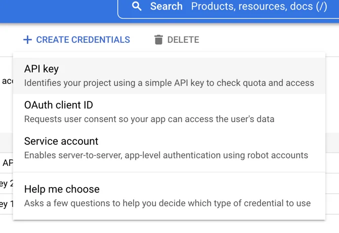 Create service account credentials