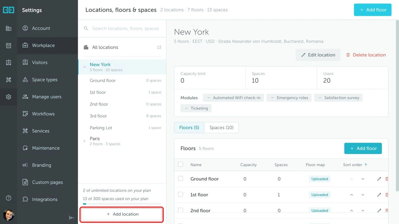 Workplace settings overview
