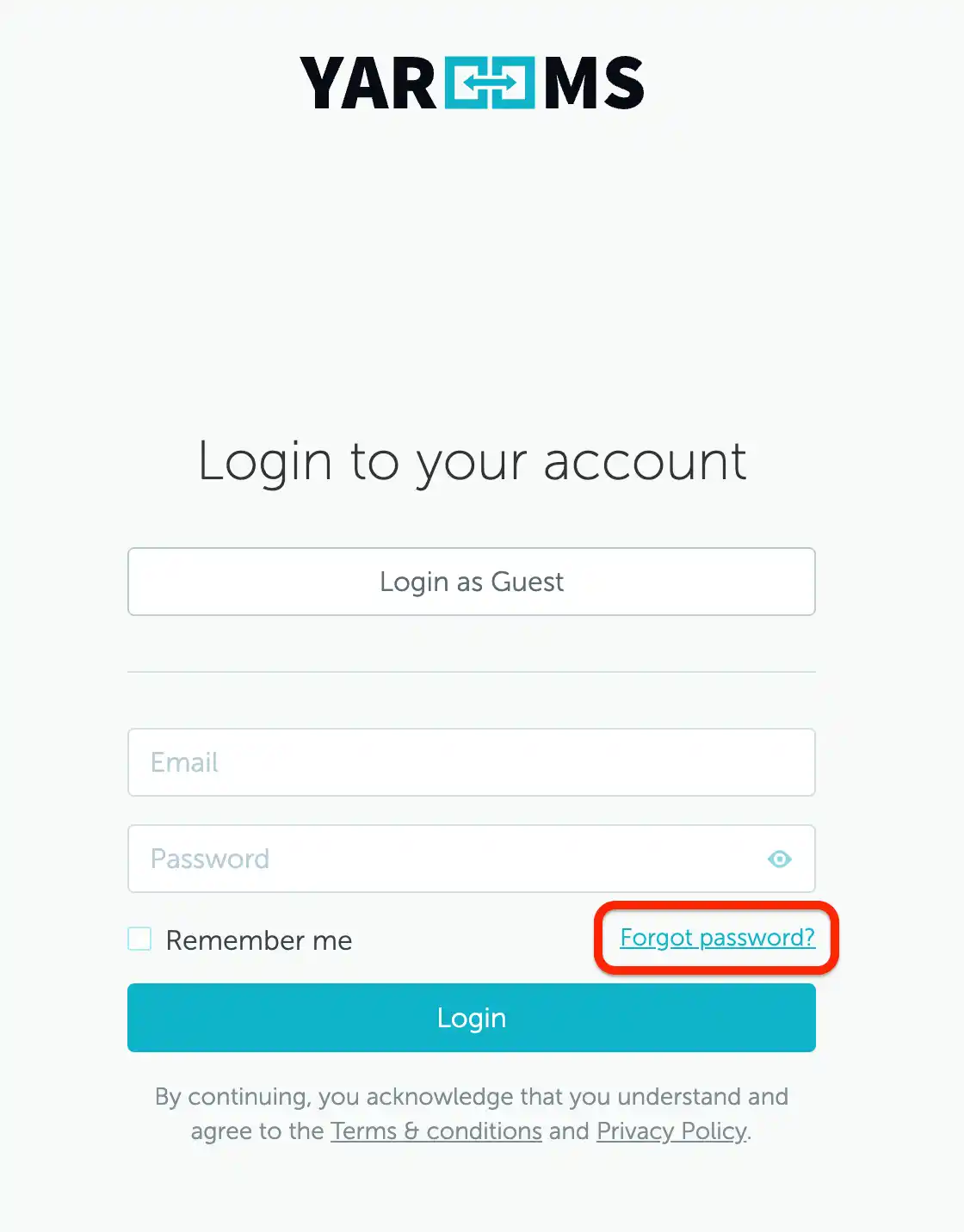 Company login page with the Forgot password link highlighted