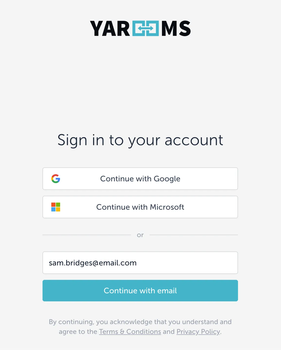 Continue with email on the sign-in page