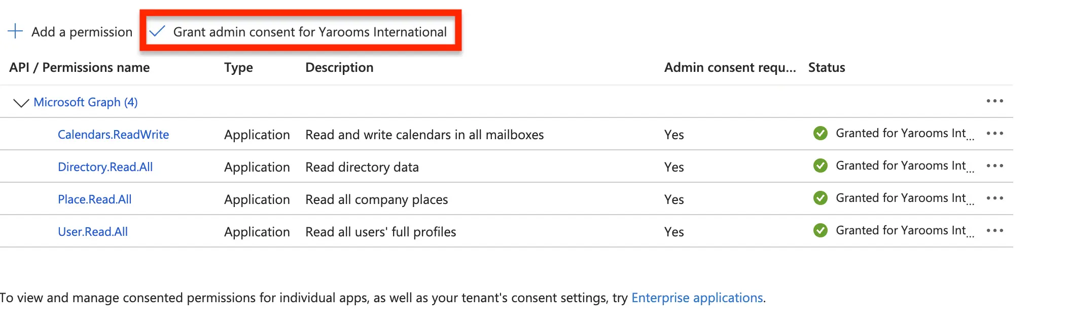 Permissions setup in Azure Portal
