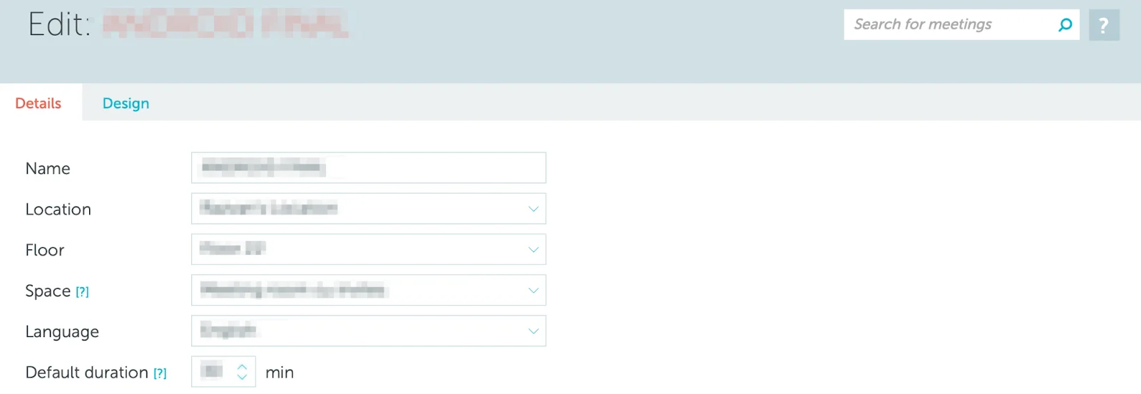 Room display details tab