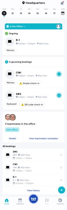 YAROOMS mobile app main screen