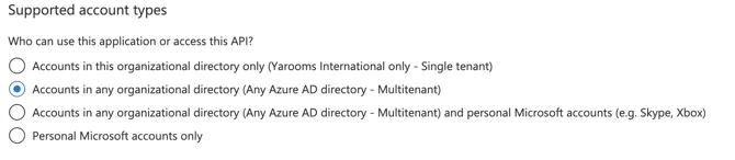 New application registration with Multitenant selected in Azure Portal
