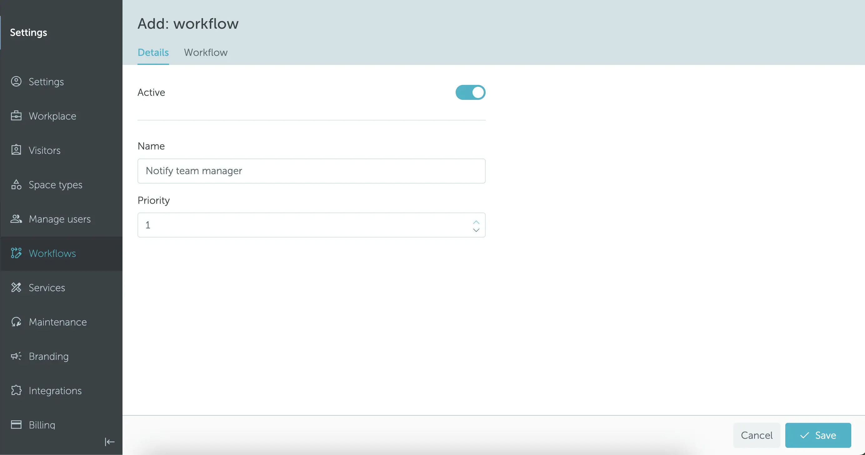 Workflow details tab