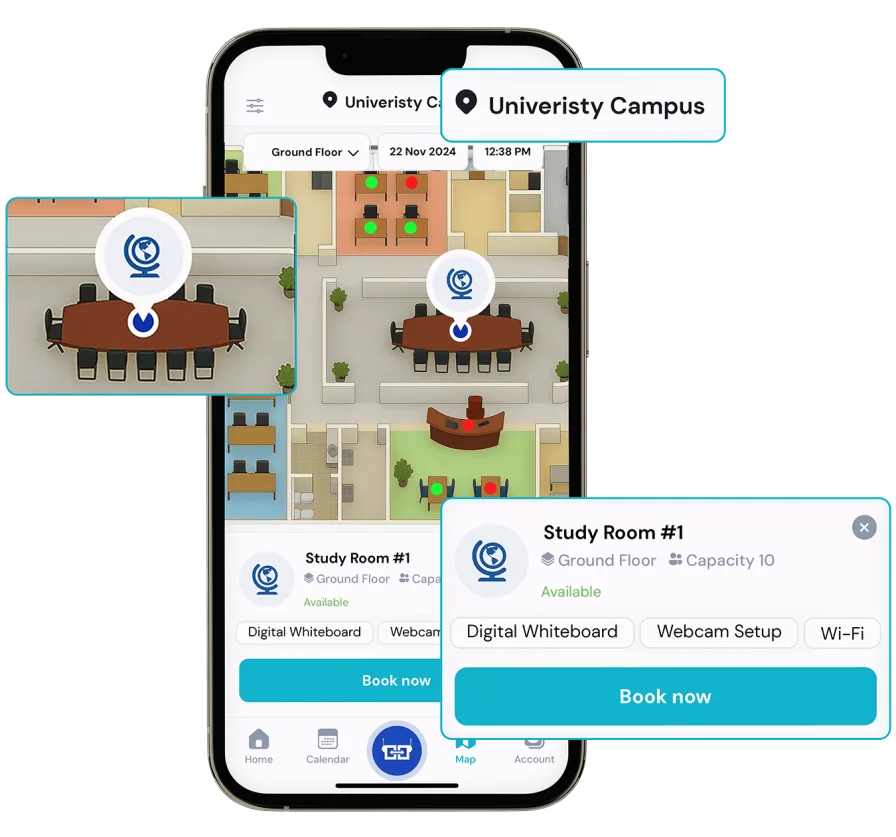 Classroom and room booking for higher education - reservation rules and access control