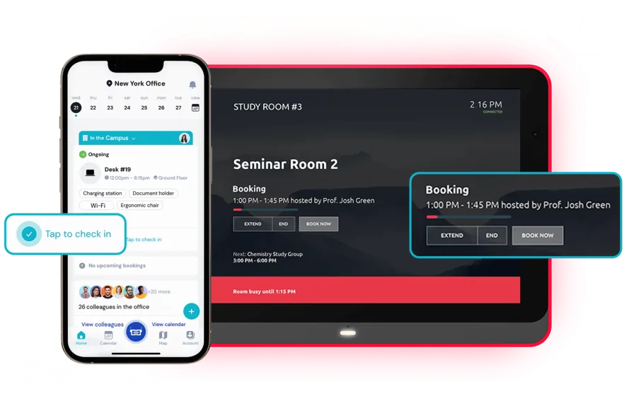Campus room booking - mobile app and digital room signage for higher education