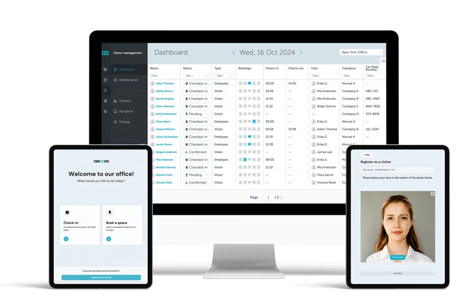 Visitor management system for banks and financial services - check-in, badges, and audit-ready visitor logs