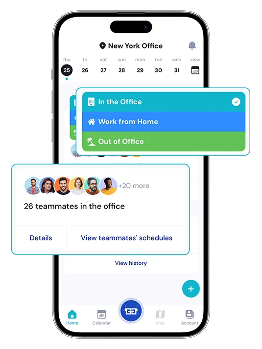 Hybrid work status and team calendar for government agencies