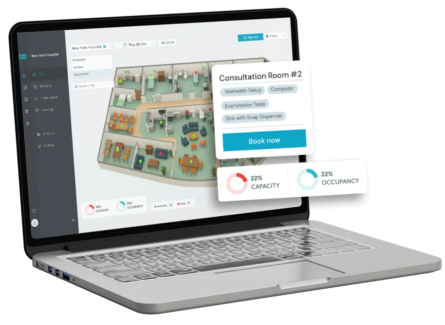 Interactive floor plans and wayfinding for healthcare - consultation rooms and 3D map