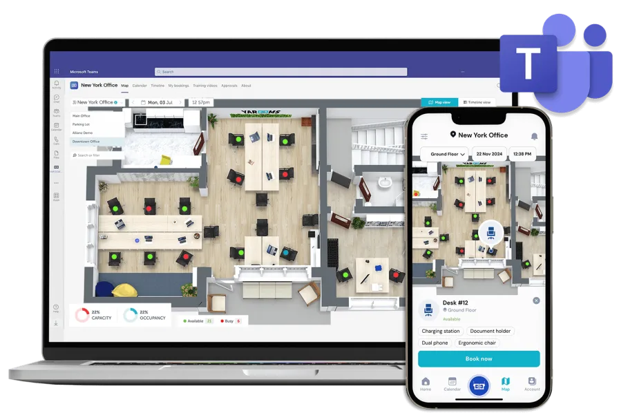 YAROOMS mobile and Teams integration for tech companies