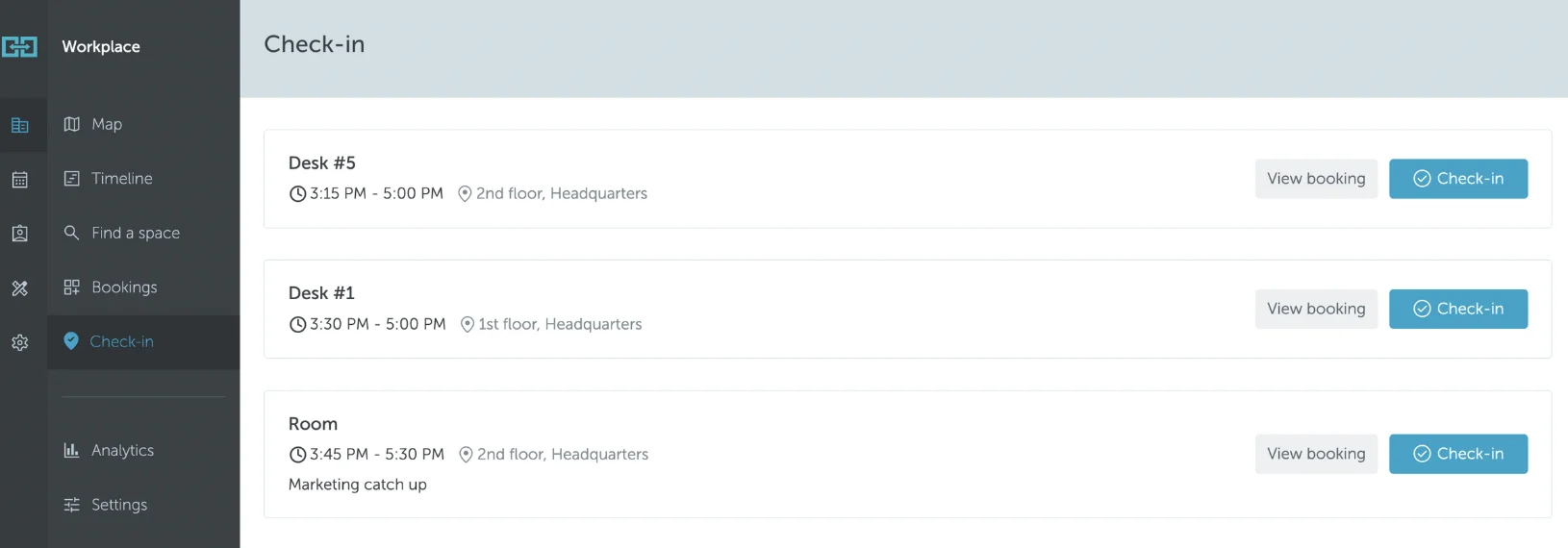 New Check-In Landing Page