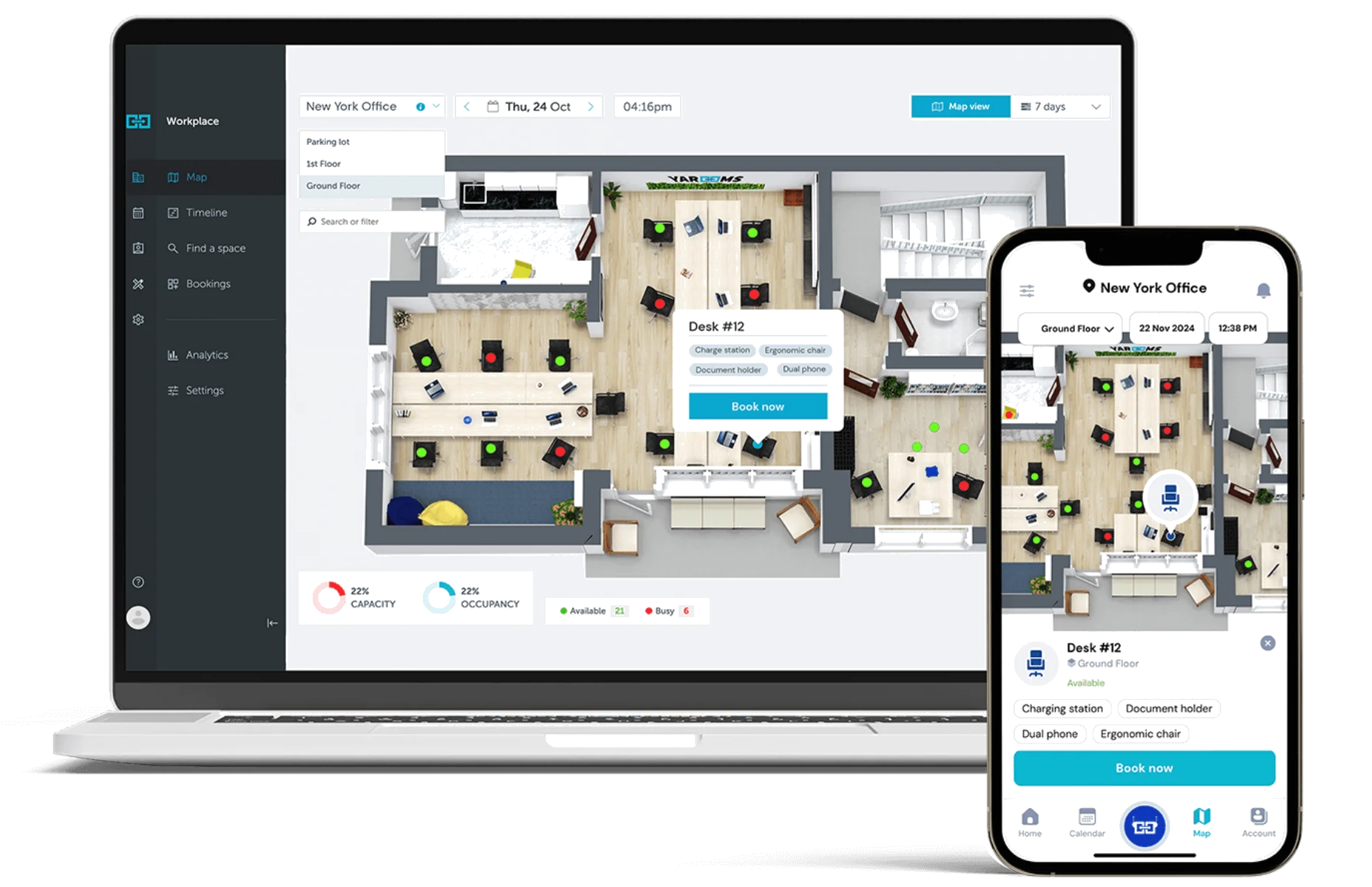 Collaborate easily with flexible desk booking