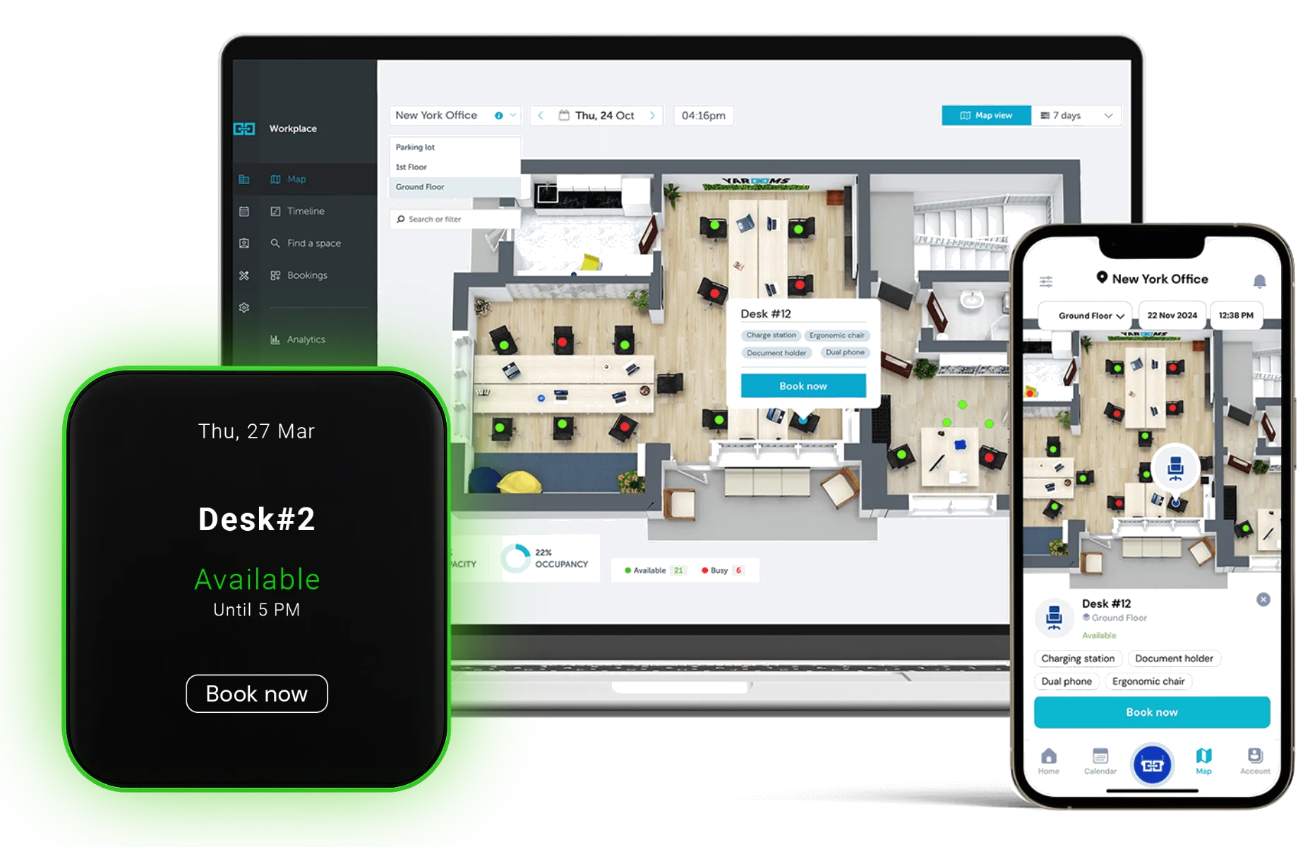 Reserve desks from anywhere