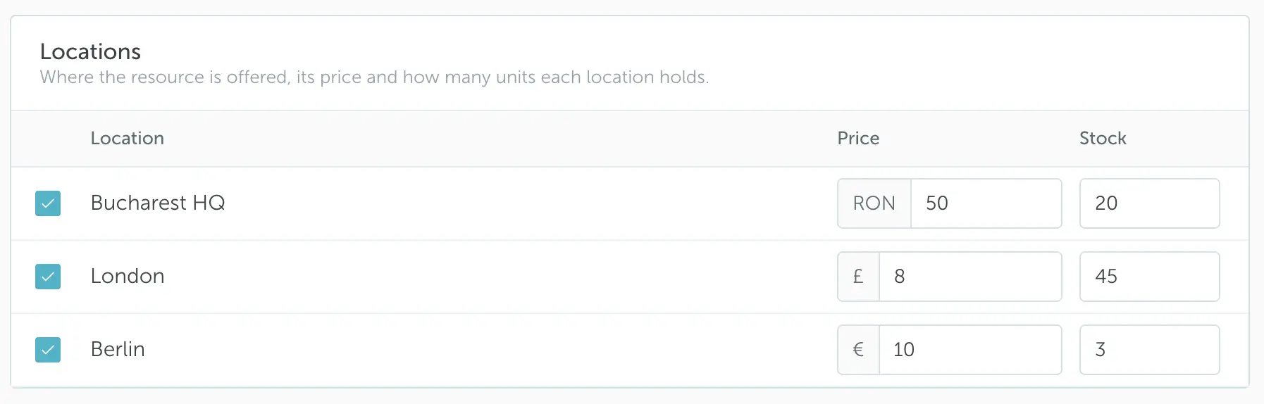 Stock per location stops double-booked equipment