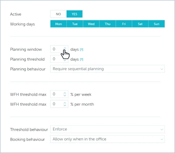 Custom settings and thresholds