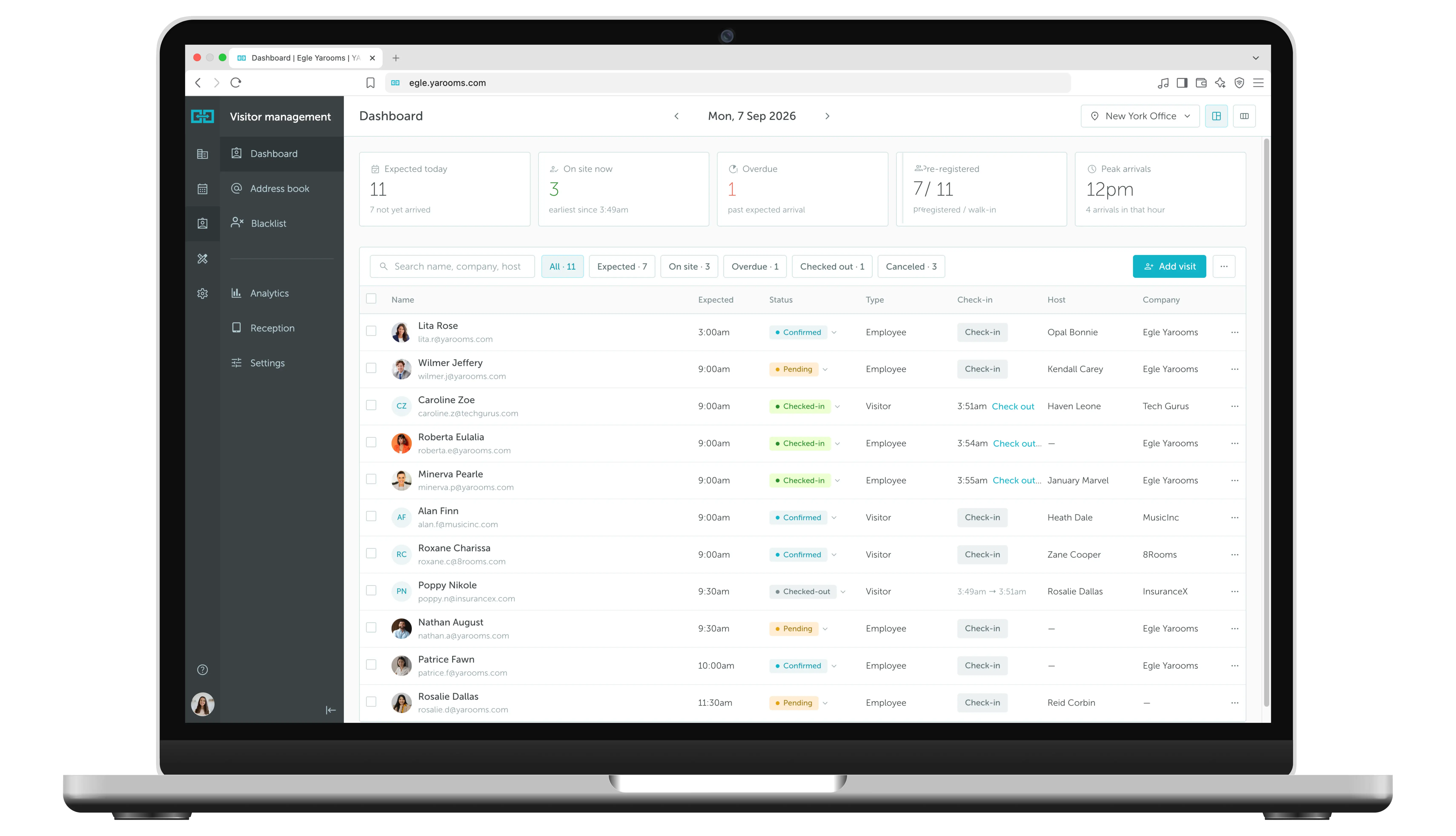 Digital visitor log: secure visitor records and audit trails