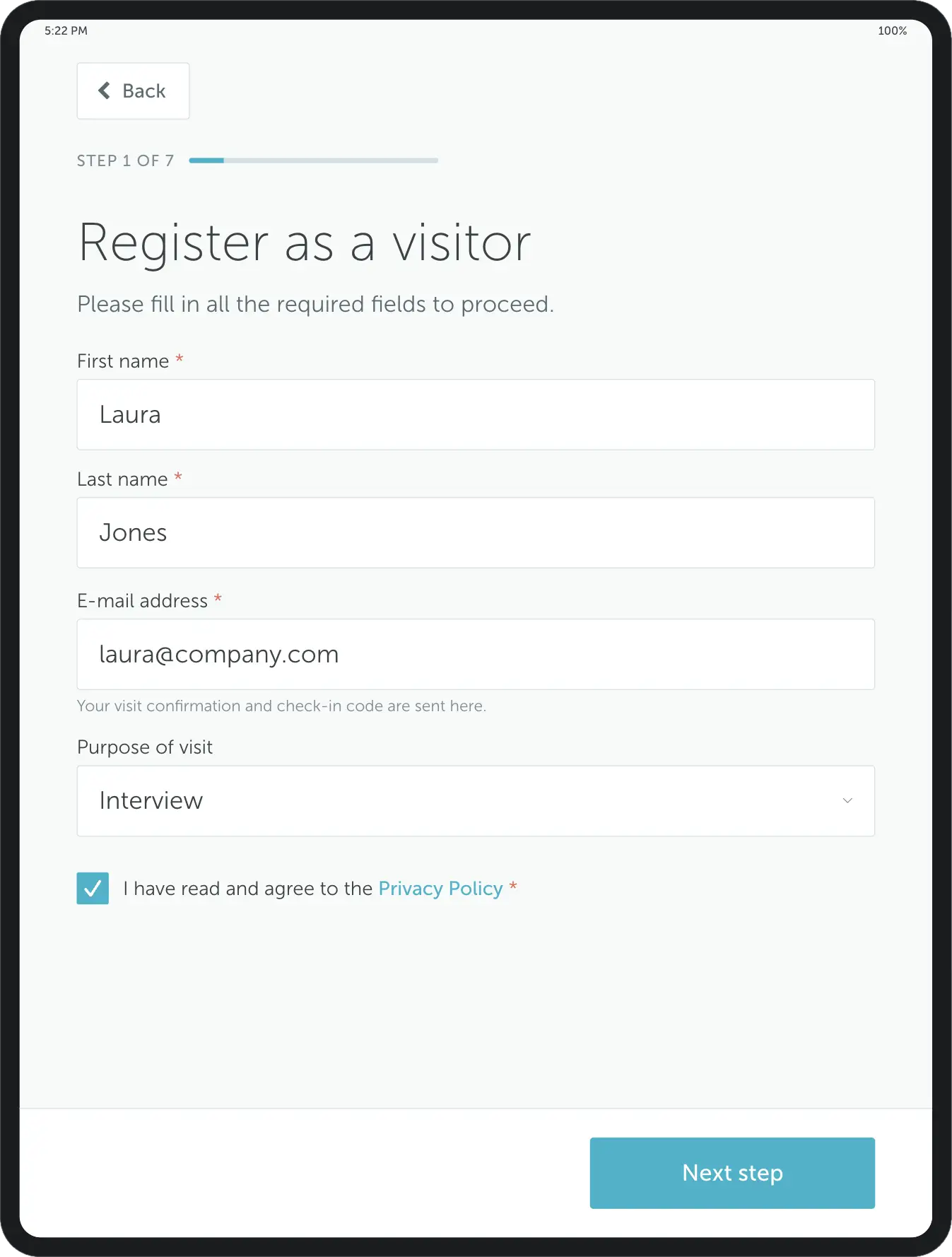 Visitor details