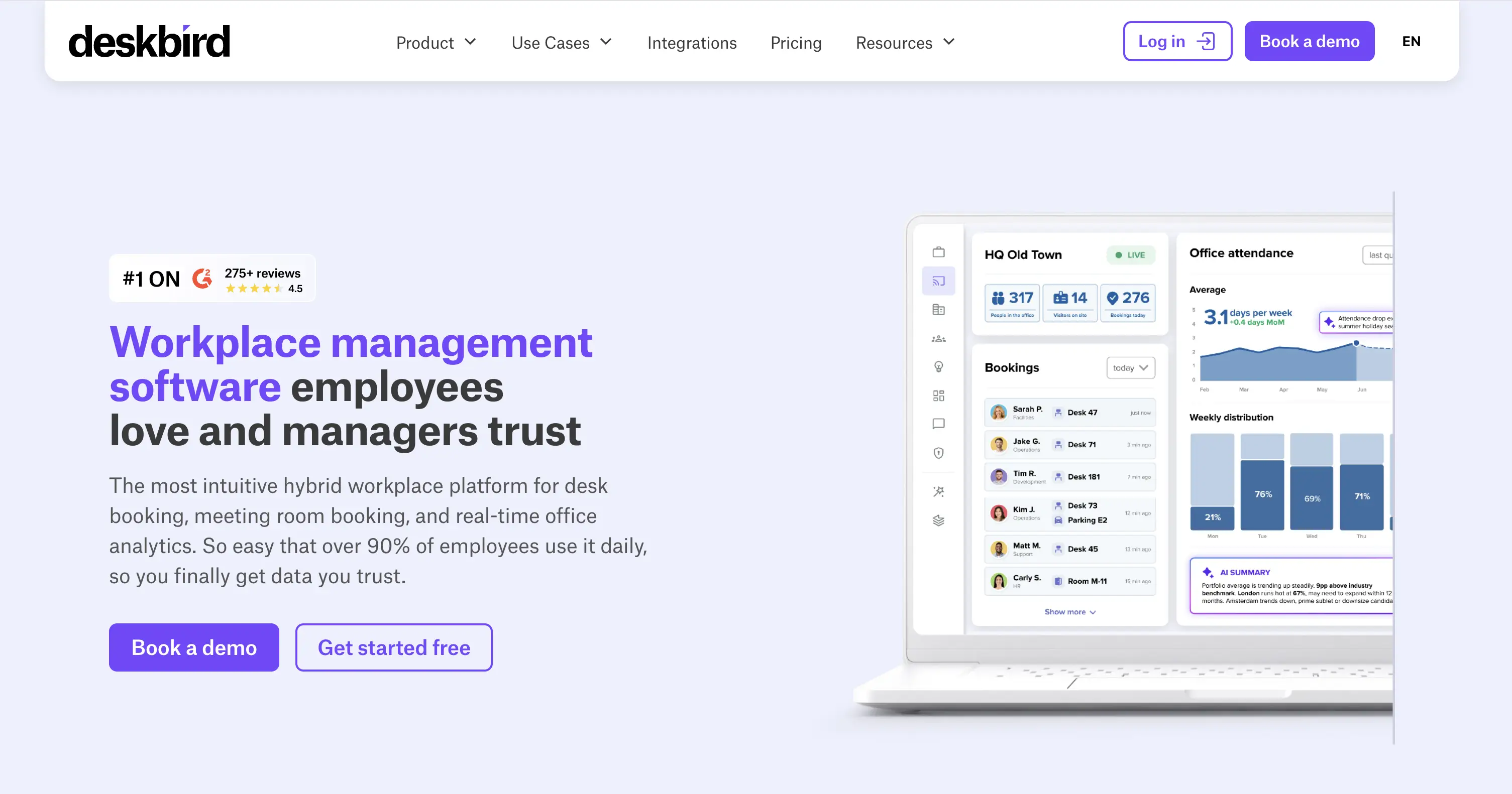 deskbird workplace management platform