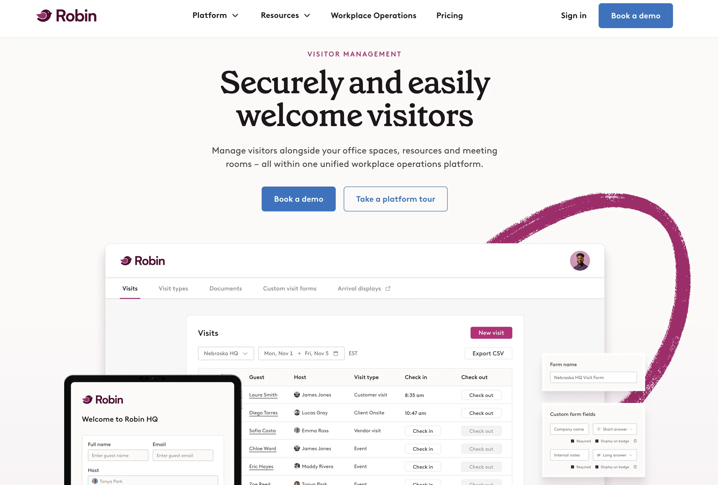 Robin visitor management platform
