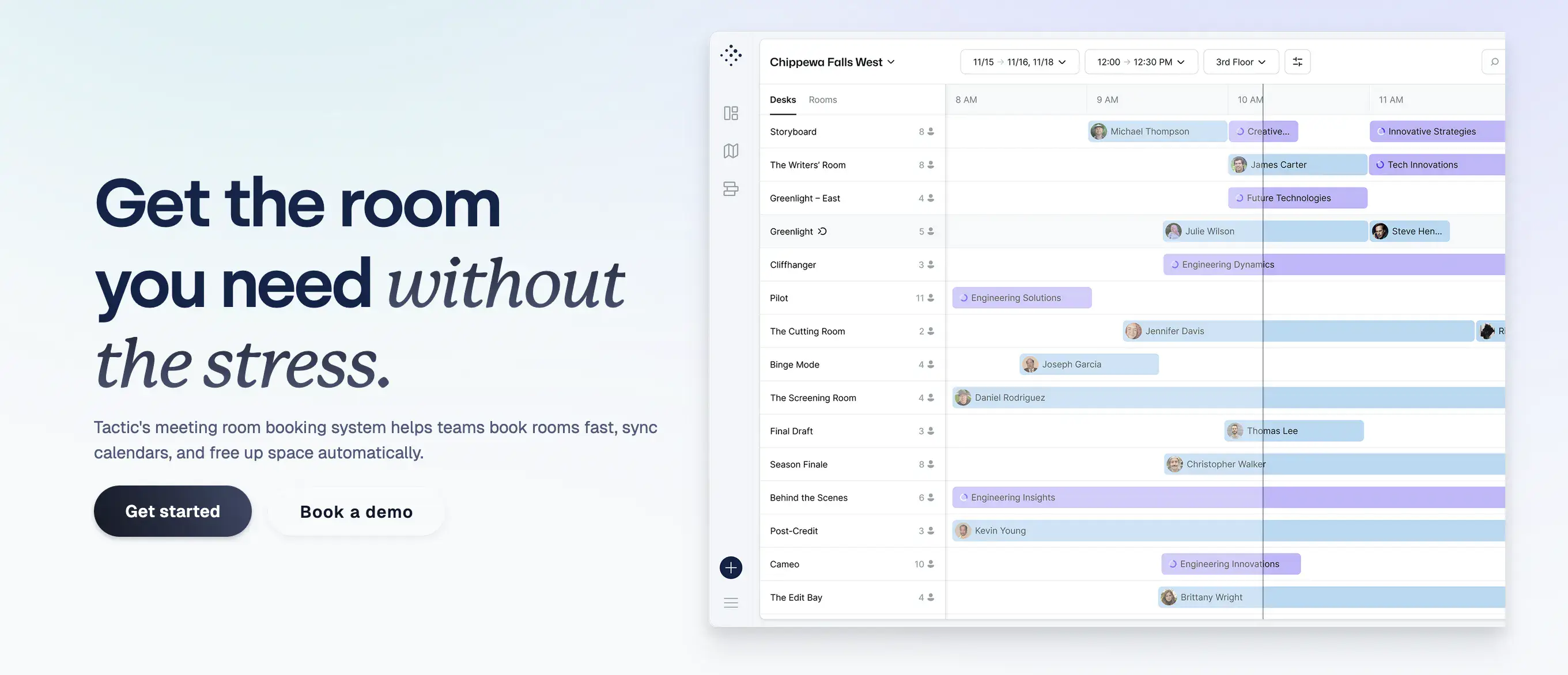 Tactic meeting room booking system