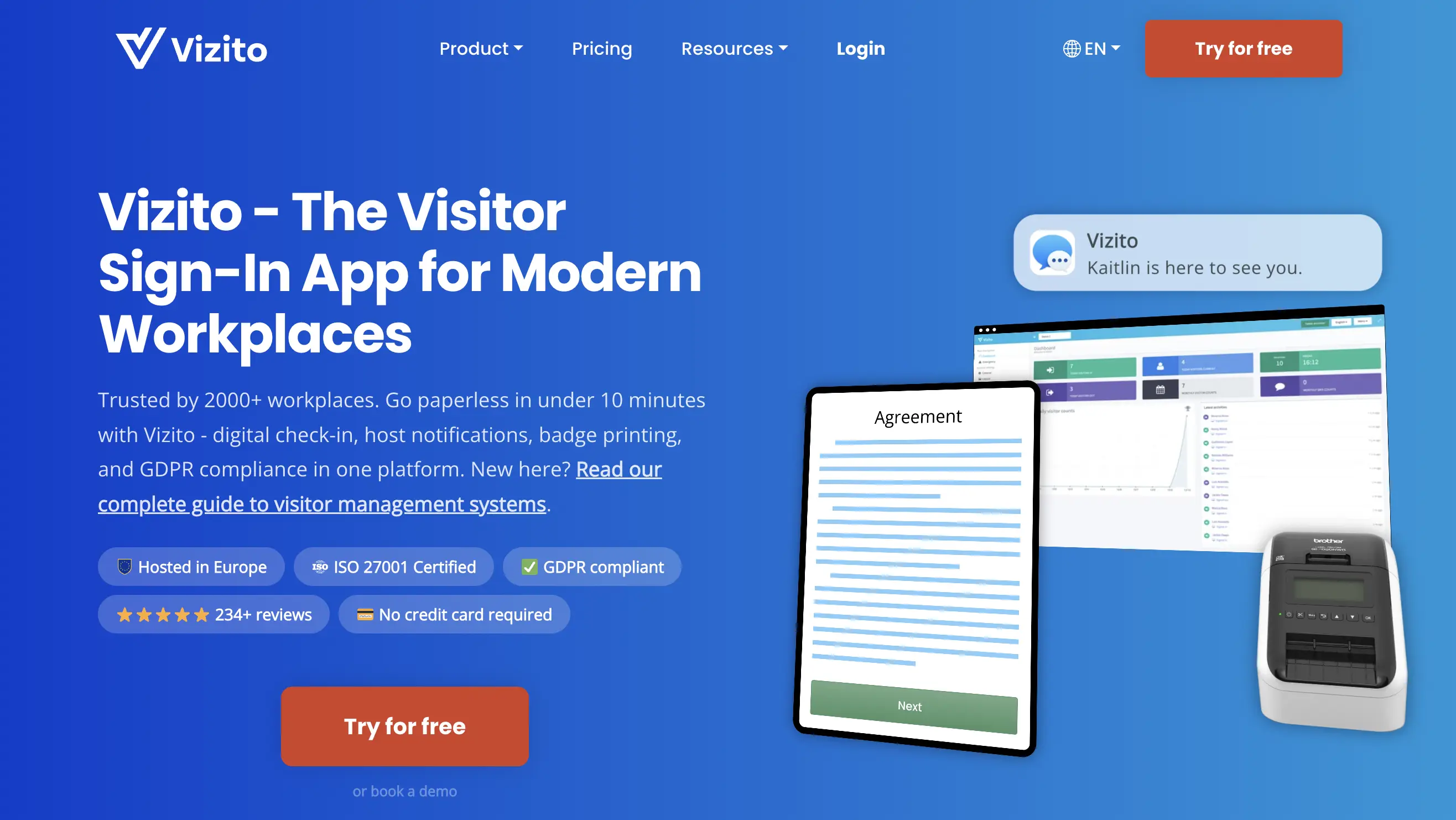 Vizito visitor management system