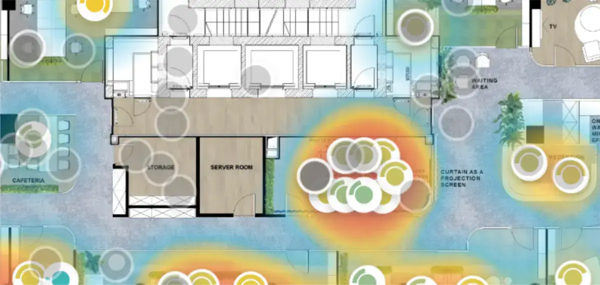 Office floor plan heat map